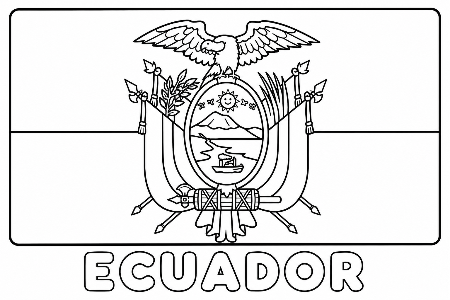 Ecuador flag coloring page