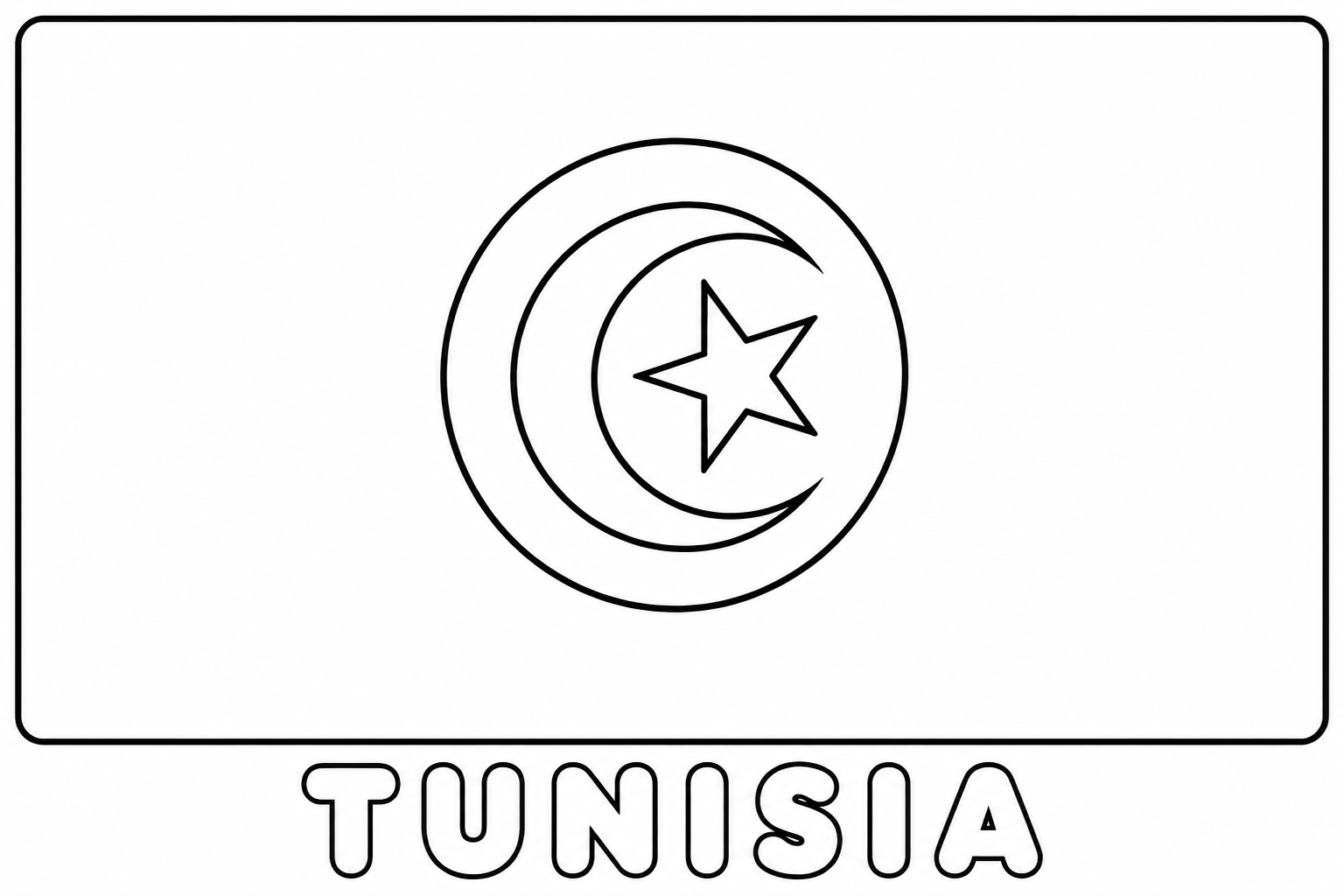Tunisia flag coloring page