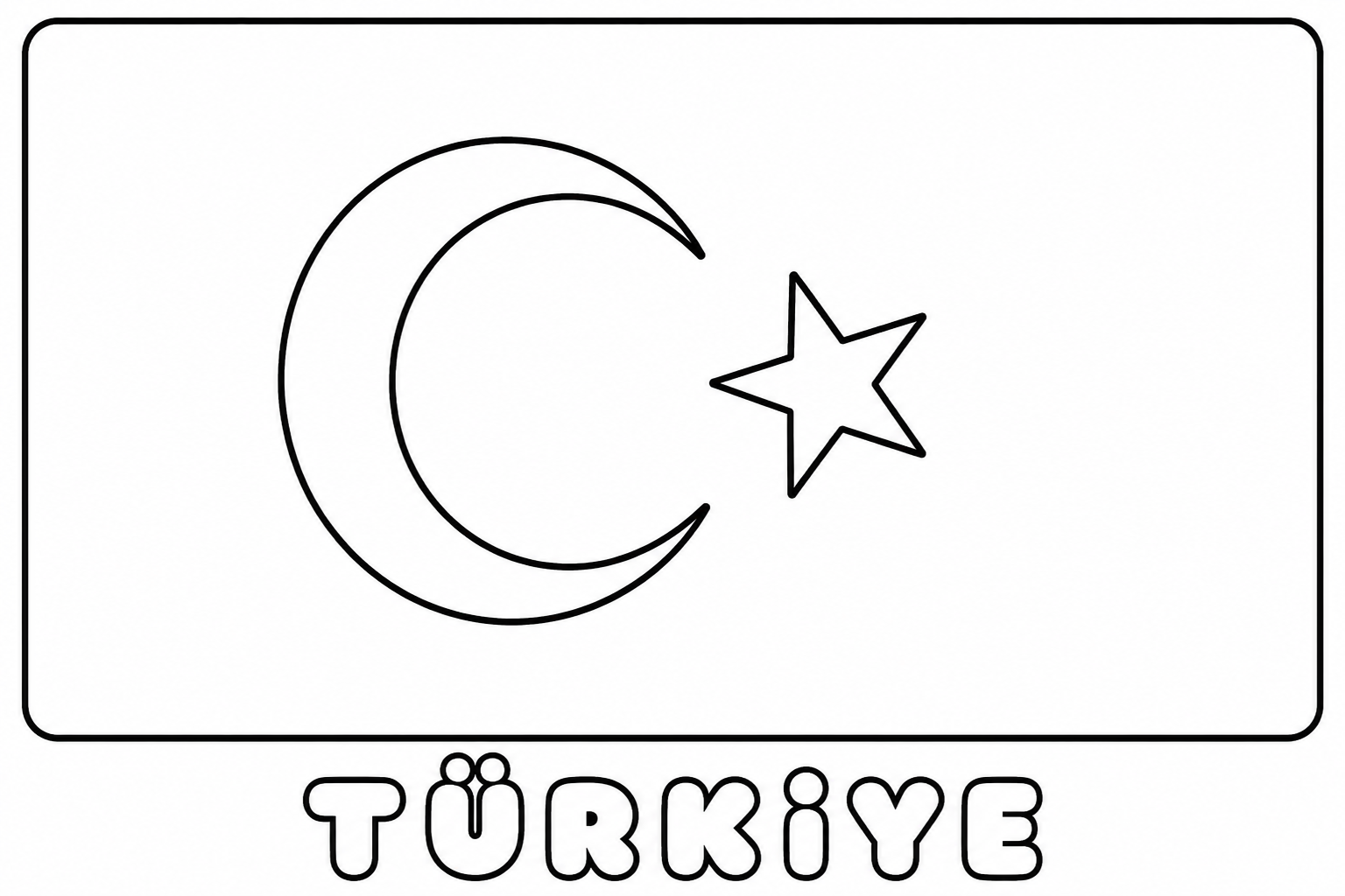Türkiye flag coloring page