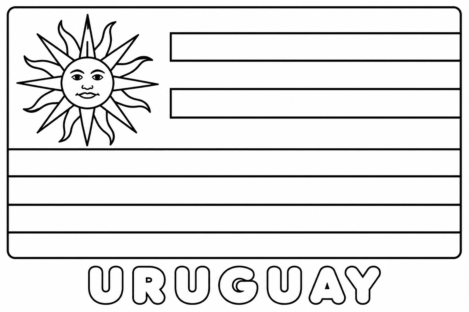 Uruguay flag coloring page